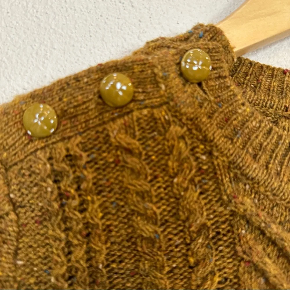 J. Crew Perfect Cable Knit Speckled Wool Blend Crewneck Sweater Women’s‎ Small